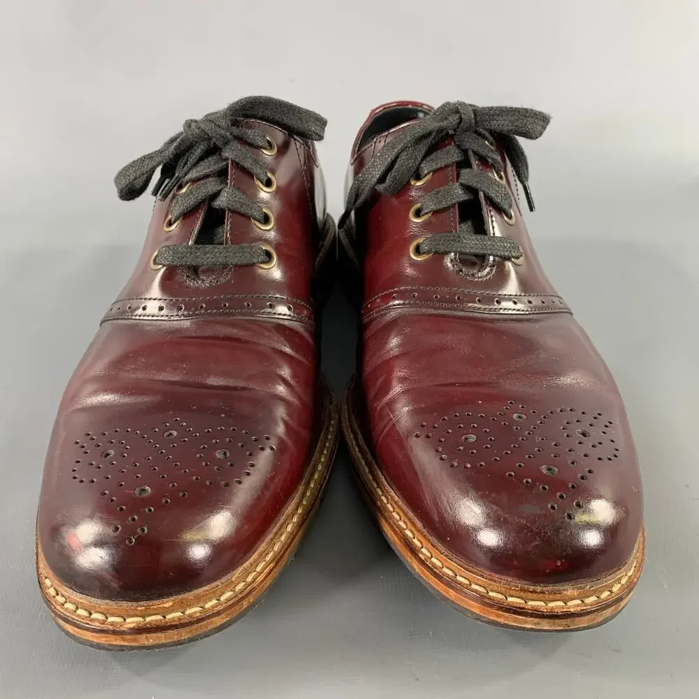 COLE HAAN Size 12 Burgundy Wingtip Leather Oxford Lace Up Shoes